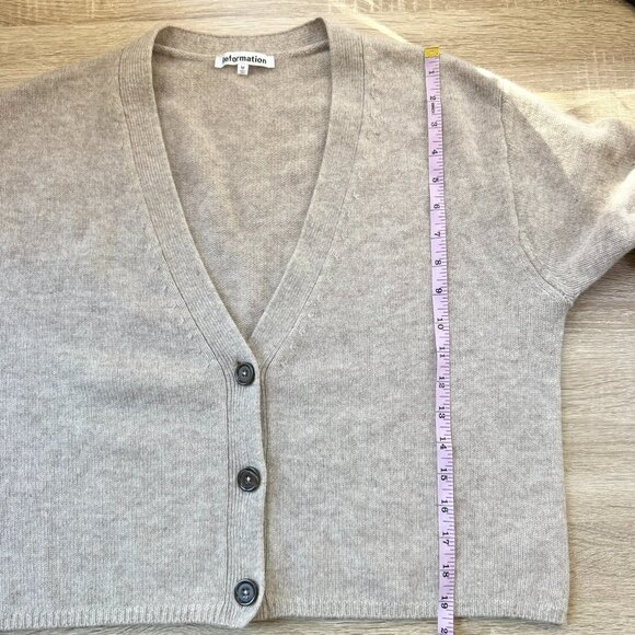 Reformation Varenne Cashmere Cardigan Sweater Oatmeal Tan Brown Medium - Picture 10 of 11